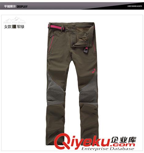 沖鋒衣褲 廠家批發情侶沖鋒褲 防風防水軟殼沖鋒褲 男女保暖透氣軟殼褲代發原始圖片2