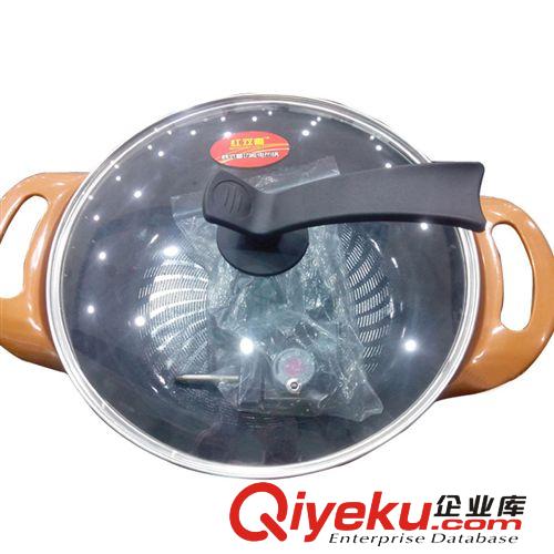 廚房電器 批發(fā)紅雙喜圓鍋 炸 炒 燉 煮涮烤炸 韓式電煎鍋 多功能促銷禮品原始圖片3
