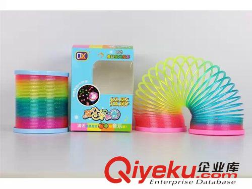彩虹圈 新款會唱歌的彩虹圈魔力彩虹圈彈簧圈帶燈光投影小蘋果音樂彩虹圈原始圖片2
