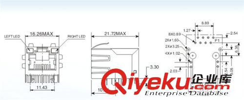 RJ45帶變壓器 (偉定RJ45)單口網(wǎng)絡(luò)插座內(nèi)置線圈變壓器濾波器RJ45連接器 8P8C