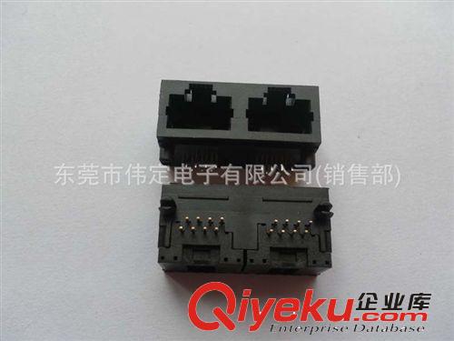 90度侧插式RJ45 1X2 开口朝上全塑RJ45连接器路由器机顶盒网口水晶头母座接口