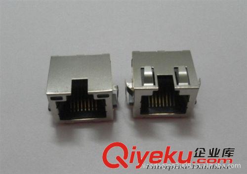 RJ45带LED灯 沉板式带LED灯带屏蔽铜壳网络连接器接口RJ45 8P8C左绿右黄带弹片