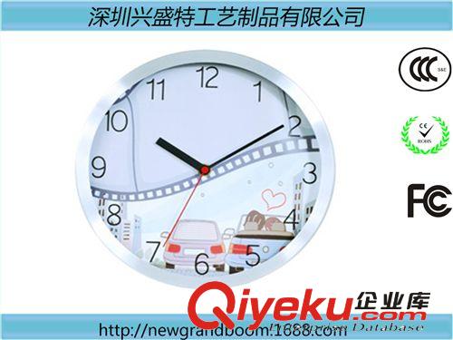 金属挂钟 10寸12寸14寸 时尚客厅卧室装饰挂钟 大刻度彩色印刷 低价批发