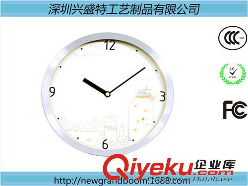 金属挂钟 10寸12寸14寸 时尚客厅卧室装饰挂钟 大刻度彩色印刷 低价批发