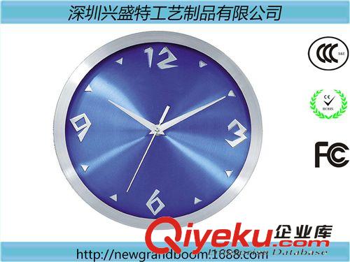 金属挂钟 客厅卧室金属静音挂钟 钟面凹凸数字造型 礼品印刷广告 钟表批发