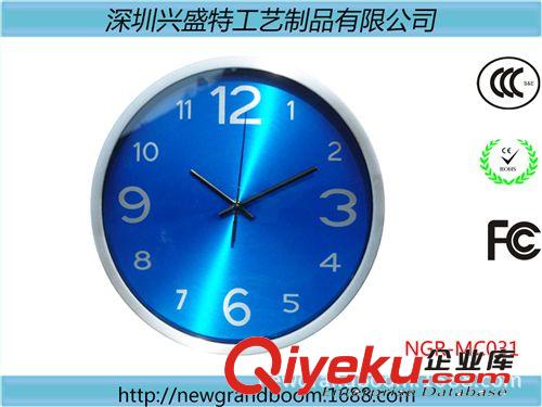 金屬掛鐘 廠家直銷 gd 客廳臥室時(shí)尚金屬不銹鋼拉絲掛鐘 窄邊框太陽紋路