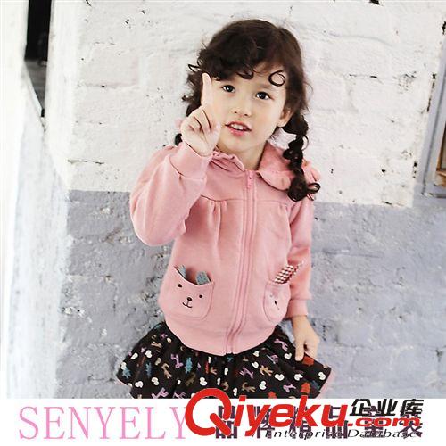 2014冬款 SENYELY品牌 冬款韓版新款女童純棉可愛(ài)帶帽外套 童裝 外貿(mào)童裝