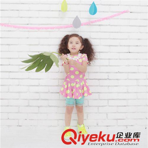 夏裝[訂單生產] 童裝夏款新品 外貿韓版童裝圓點圖案公主裙 女童連衣裙現貨批發原始圖片3