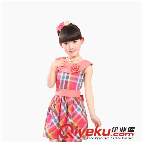 夏裝[訂單生產] 夏季童裝 韓版童連衣裙 品質童裝 彩色格子女童花朵連衣裙原始圖片2