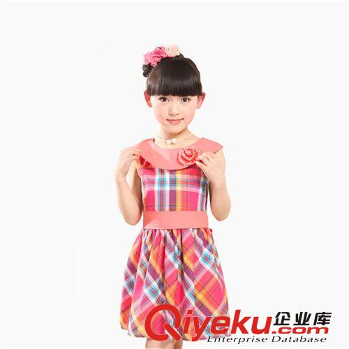 夏裝[訂單生產] 夏季童裝 韓版童連衣裙 品質童裝 彩色格子女童花朵連衣裙原始圖片3
