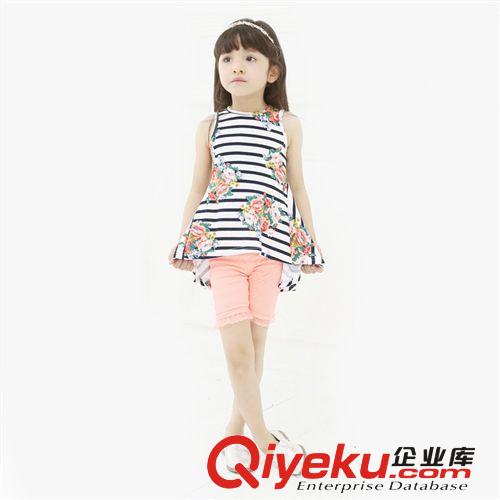 夏裝[訂單生產] 廣東童裝 韓版童裝夏季新品女童連衣裙 品牌童裝條紋花朵童裙批發原始圖片3