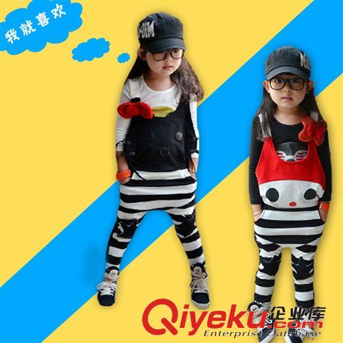 女童服飾 依漫絲品牌童裝 秋季新品韓版兒童服裝時尚KT貓卡通童背帶褲原始圖片2