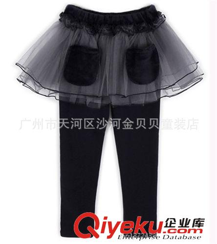 秋季新品上架 韓版童裝 2014新款女童打底裙褲 冬季假兩件裙褲兒童網(wǎng)紗裙褲原始圖片3