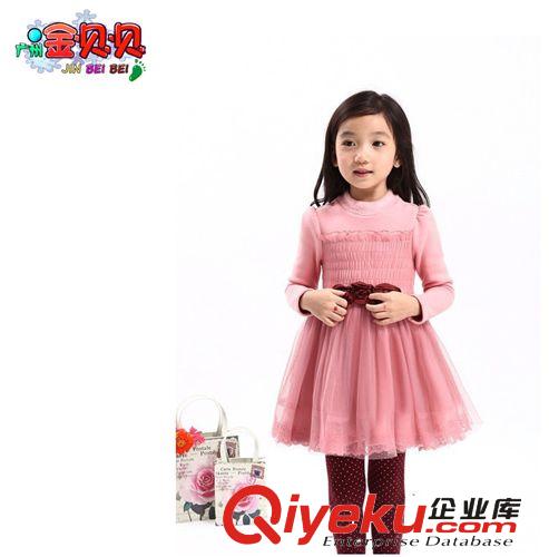 裙裝 韓版品牌外貿童裝 女童秋冬長袖網紗連衣裙 中大童純棉童裙批發原始圖片3