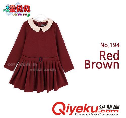 裙裝 2014秋冬款童裝 童裙兒童裙子女童翻領收腰長袖連衣裙品牌童裝原始圖片2