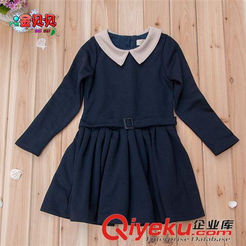 裙裝 2014秋冬款童裝 童裙兒童裙子女童翻領收腰長袖連衣裙品牌童裝原始圖片3
