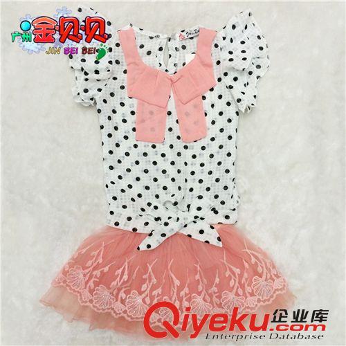 夏季庫存清倉 童裝女童2014夏季韓版圓點花邊雪紡套裝中小童童裙套裝tj清倉原始圖片3