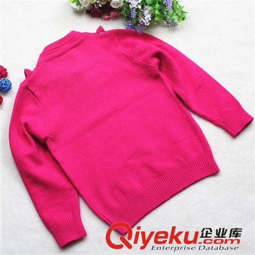 【新品】童毛衣 2014秋季新款童裝兒童毛衣長袖純棉套頭圓領花邊純色女童毛衣批發原始圖片2