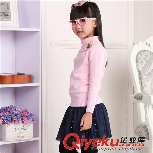 【新品】童毛衣 2014新款秋款童裝純棉高領蝴蝶結童裝針織衫毛衣韓版打底女童毛衣原始圖片2