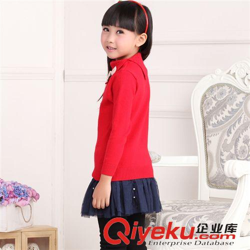 【新品】童毛衣 2014新款秋款童裝純棉高領蝴蝶結童裝針織衫毛衣韓版打底女童毛衣原始圖片3