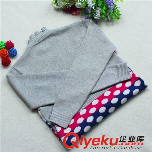 【新品】童毛衣 2014秋季新款童裝兒童毛衣長袖套頭波浪領條紋波點女童毛衣批發原始圖片2