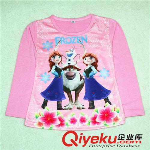 【新品】外貿長袖t恤 2014新款外貿童裝冰雪奇緣兒童長袖t恤熱賣女童t恤廠家批發原始圖片2