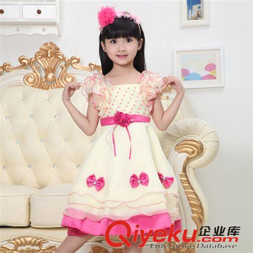 【2014品牌新品】 2014品牌童裙夏季新品韓版童裝連衣裙 配腰帶女童公主裙婚紗裙原始圖片2