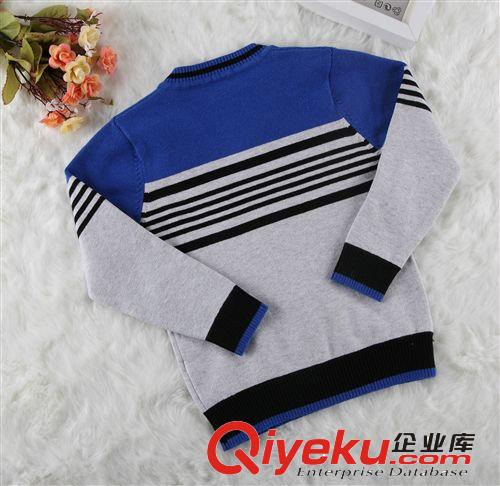 【2014品牌新品】 2014新款秋款童裝批發撞色拼接V領兒童毛衣條紋小童毛衣童裝毛衣原始圖片2