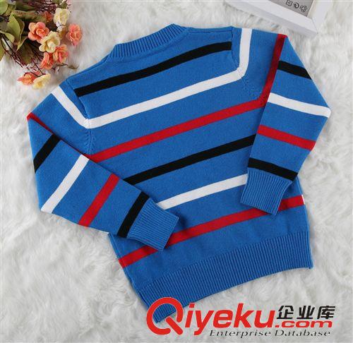 【2014品牌新品】 2014新款秋款童裝星扣兒童韓版毛衣條紋童毛衣男童毛衣批發原始圖片2