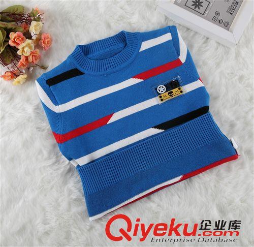 【2014品牌新品】 2014新款秋款童裝星扣兒童韓版毛衣條紋童毛衣男童毛衣批發原始圖片3