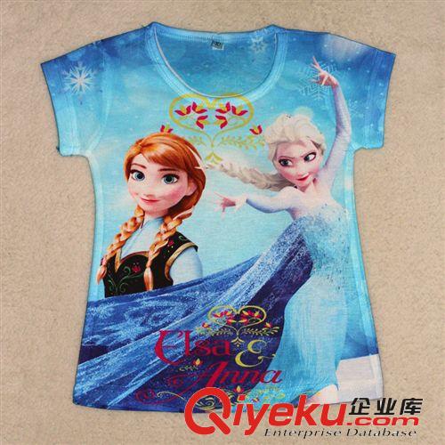【2014品牌新品】 冰雪奇緣t恤2014新款外貿童裝歐美女童卡通短袖童t恤速賣通批發原始圖片2