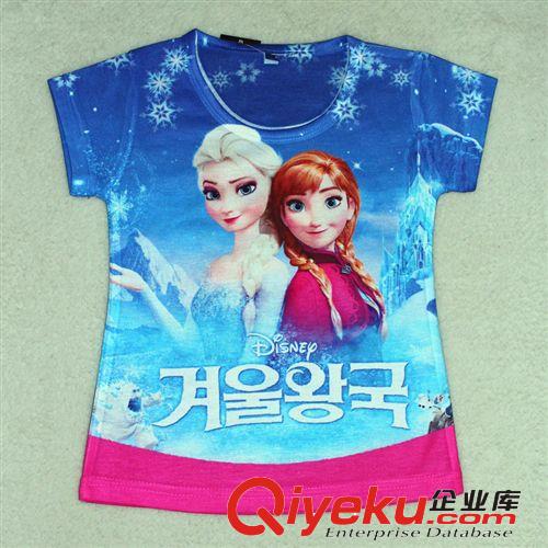【2014品牌新品】 冰雪奇緣t恤2014新款外貿童裝歐美女童卡通短袖童t恤速賣通批發原始圖片3