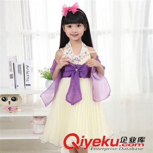 【2014夏款新品童裙】 2014夏季韓版童裝新款童裙蝴蝶結多色印花女童雪紡連衣裙廠家批發