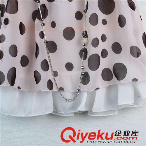 【夏款外貿童裙】 新款時尚歐美童裝品牌童裙蕾絲拼接圓點女童連衣裙公主裙配掛飾