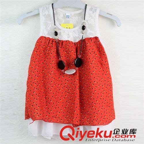 【夏款外貿(mào)童裙】 2014歐美新款童裝品牌童裙蕾絲圓點(diǎn)女童連衣裙公主裙配掛飾
