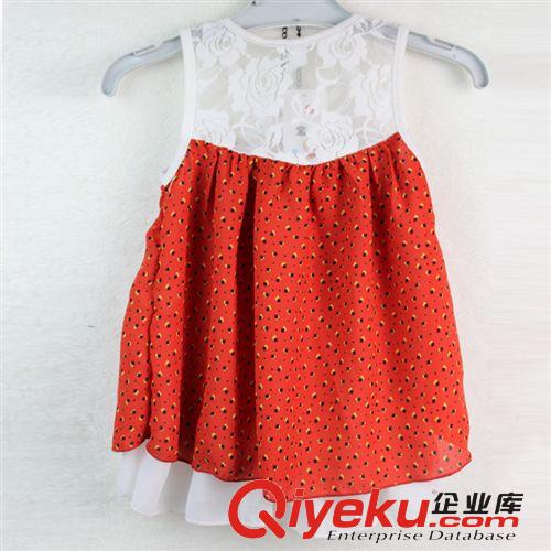 【夏款外貿童裙】 2014歐美新款童裝品牌童裙蕾絲圓點女童連衣裙公主裙配掛飾
