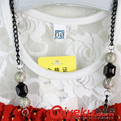 【夏款外貿童裙】 2014歐美新款童裝品牌童裙蕾絲圓點女童連衣裙公主裙配掛飾