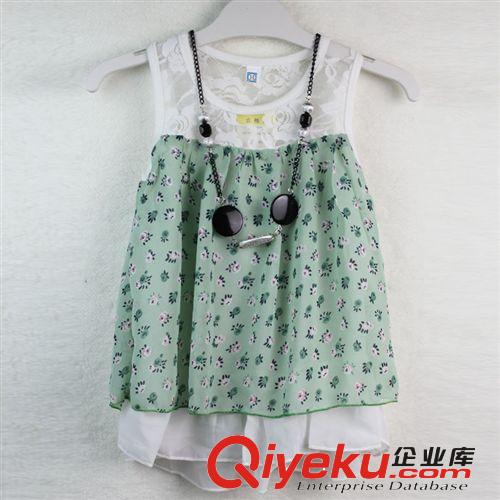 【夏款外貿(mào)童裙】 歐美時(shí)尚新款童裝女品牌童裙蕾絲拼接印花女童連衣裙公主裙配掛飾