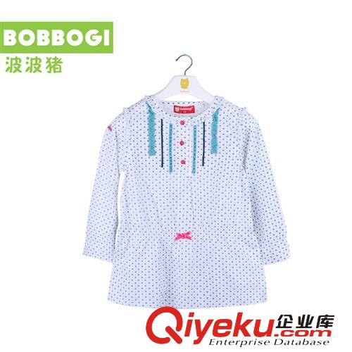 tj清倉 波波豬混批外貿(mào)原單 女童襯衫純棉梭織花點(diǎn)印花女童長袖套頭衫原始圖片2