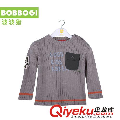 每周二上新 波波豬秋裝新款韓版童毛衣 純色口袋套頭兒童毛衣 直銷批發童裝原始圖片2