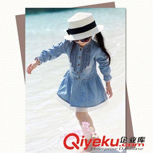 童裙 2014春夏款童裝 韓版女童棉質(zhì) 薄牛仔連衣裙 童裙批發(fā)外貿(mào)童裝原始圖片2