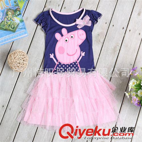 童裙 廠家直銷 2014夏季童裝 Peppa pig/佩佩豬 女童短袖公主連衣裙