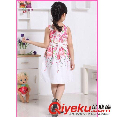 童裙 夏季爆款女童連衣裙 公主花朵裙 中國風淑女裙 背心吊帶印花裙原始圖片3