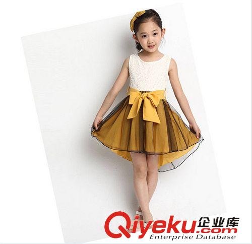 童裙 女童無袖連衣服 2014夏季童裝 甜美休閑無袖兒童燕尾裙公主裙原始圖片2