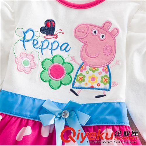 Peppa Pig佩佩豬系列 春秋裝童裝新款 女童愛心豬豬連衣裙 蝴蝶結(jié)公主裙 外貿(mào)批發(fā)原始圖片2