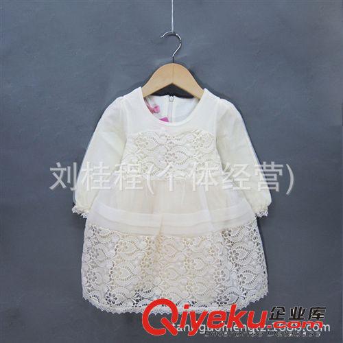 【秋冬·新品】自制の連衣裙 童裙批發(fā) 2014秋季新款韓版女童歐根紗蕾絲連衣裙 七分袖公主裙原始圖片3