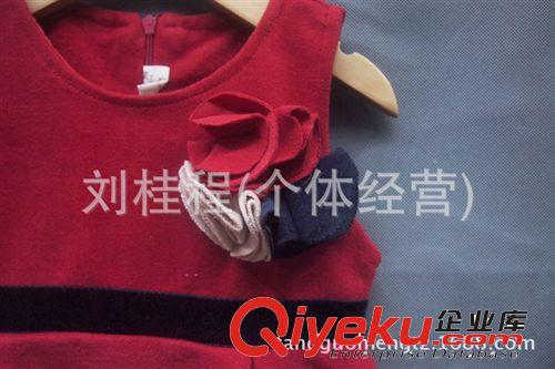 【秋冬·新品】自制の連衣裙 品牌童裝童裙 秋冬款女童韓版新款羊毛呢背心裙 中童花朵連衣裙原始圖片2