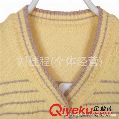 【秋冬·新品】小童の毛衣 廣東產(chǎn)地 韓版小童寶寶秋冬款純棉條紋開衫毛線針織馬甲原始圖片3