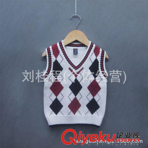 【秋冬·新品】小童の毛衣 歐美外貿(mào)品牌原單 中小男童秋冬款純棉針織馬甲 格子背心原始圖片3