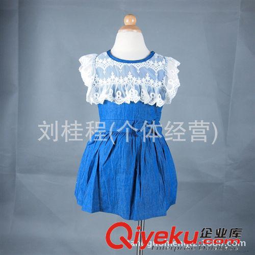【14夏款大tj】 童裝批發(fā) 2014夏裝新款純棉牛仔裙 中小女童連衣裙 保證不掉色原始圖片2